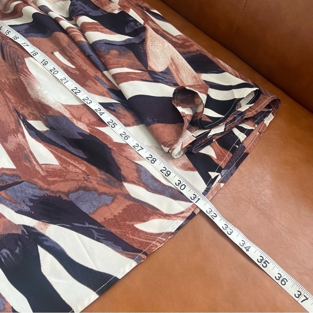 Women’s Sz S Blue Brown Printed Pleated Full Midi Skirt - Picture 5 of 6